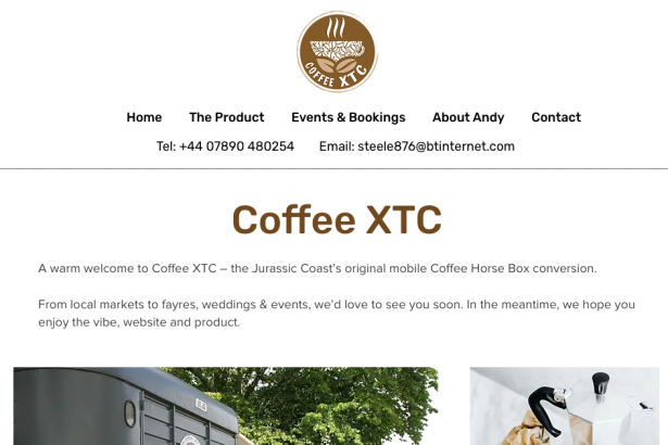 Website screenshot for Coffee XTC