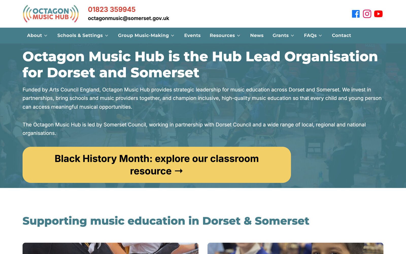 Octagon Music Hub website homepage